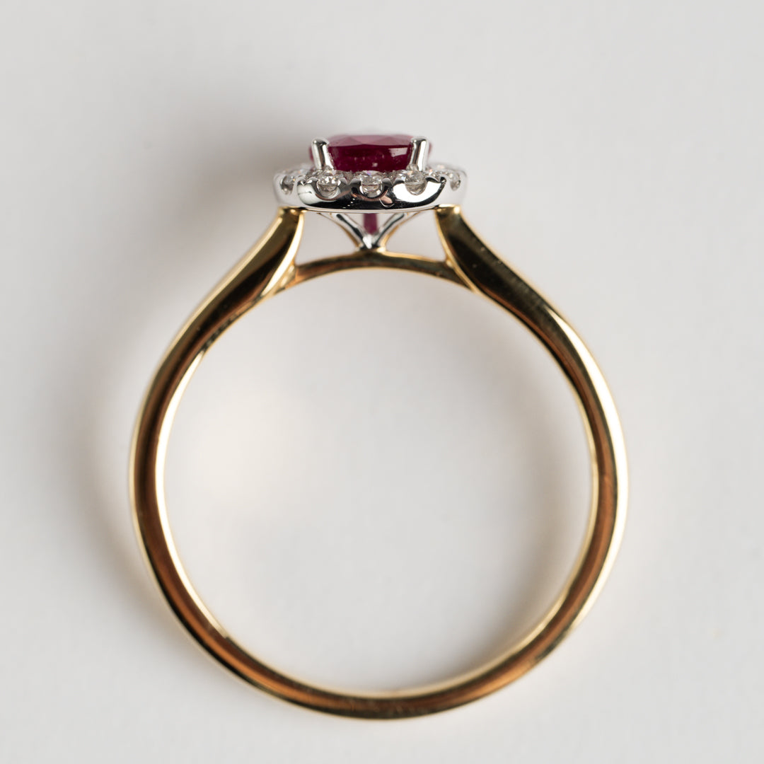 Ruby and Diamond pear shape cluster ring