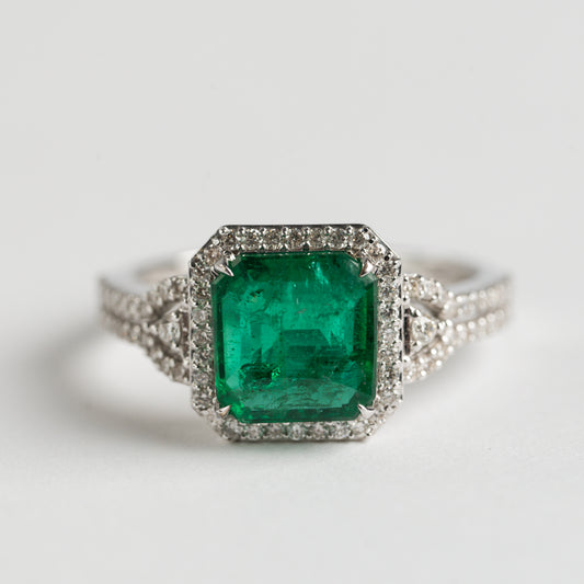 Fancy Emerald and Diamond dress ring