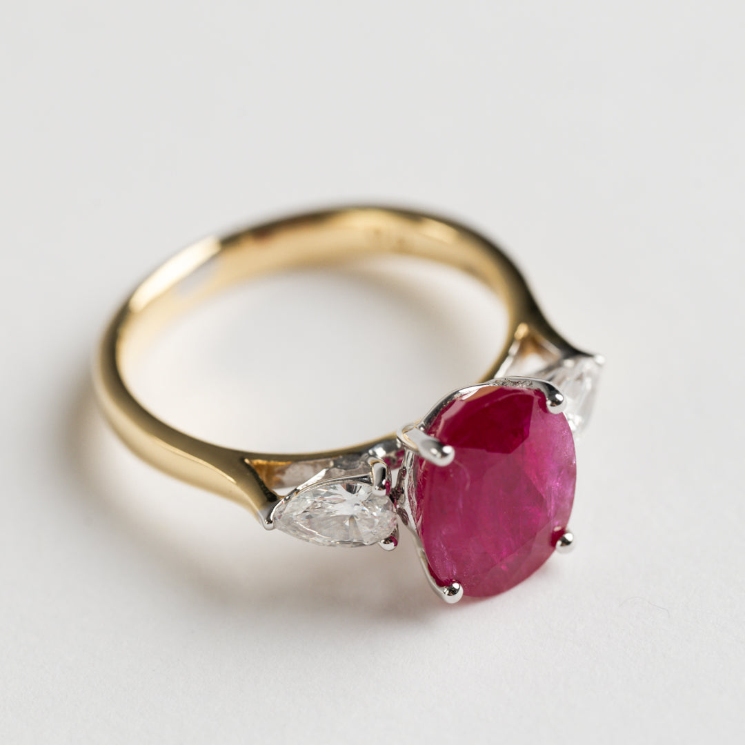 Ruby and Diamond three stone ring