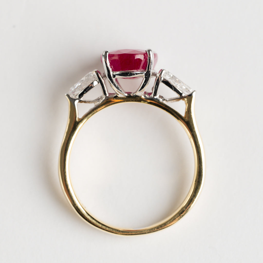 Ruby and Diamond three stone ring