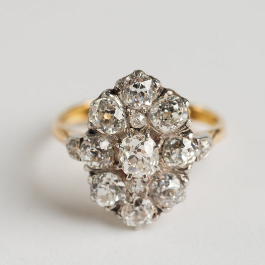 Old Cut Diamond Cluster Ring