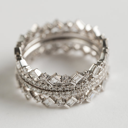 Fancy Round and Baguette Cut Diamond ring set