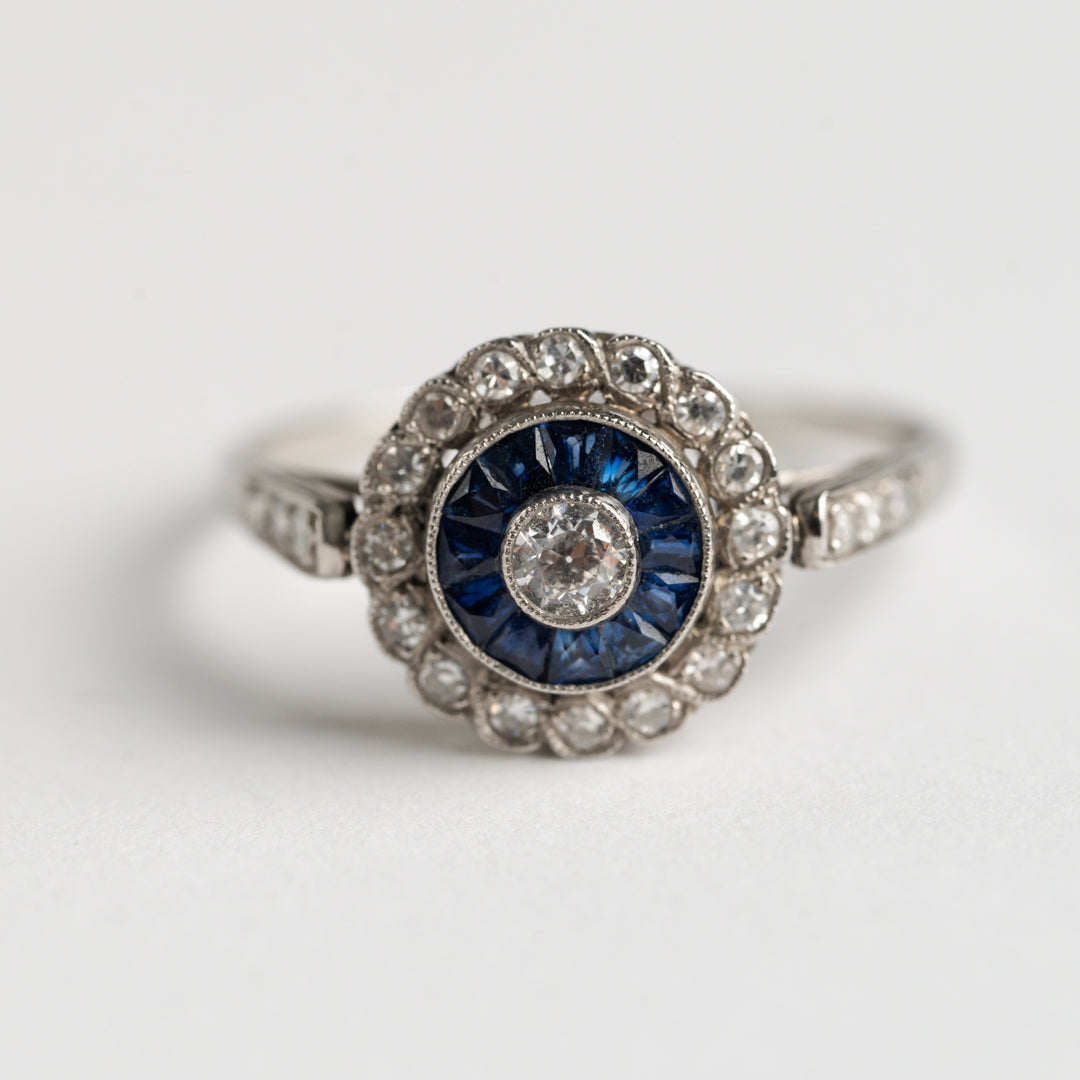 Sapphire and Diamond cluster ring