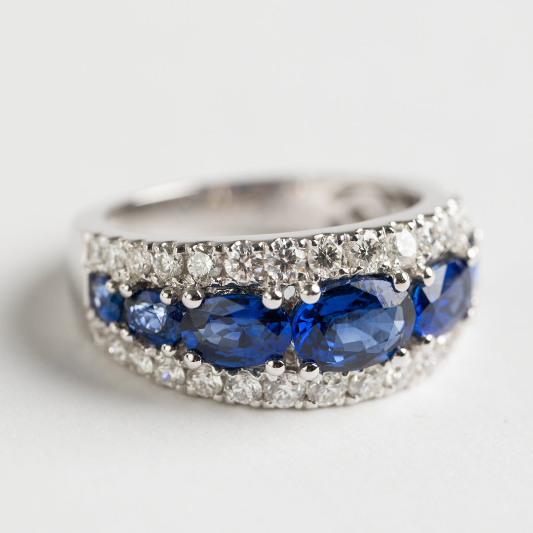 Sapphire and Diamond cluster ring