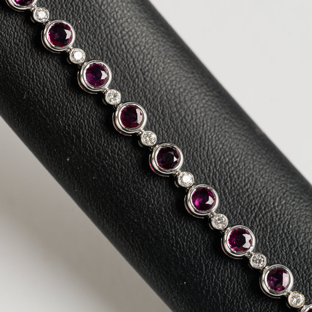 Ruby And Diamond White Gold Bracelet