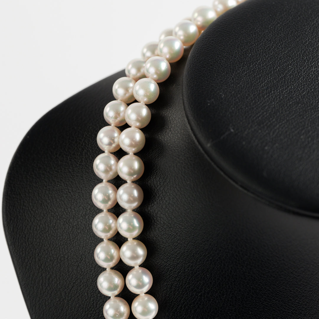 Akoya Pearl Double Strand Necklet With Diamond Clasp
