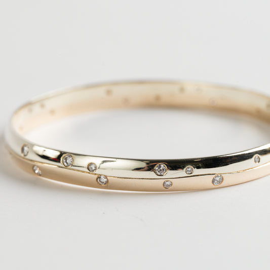 9ct Yellow/White Gold Diamond Bangle