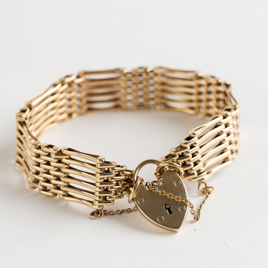 9ct Yellow Gold Gate Bracelet with Padlock