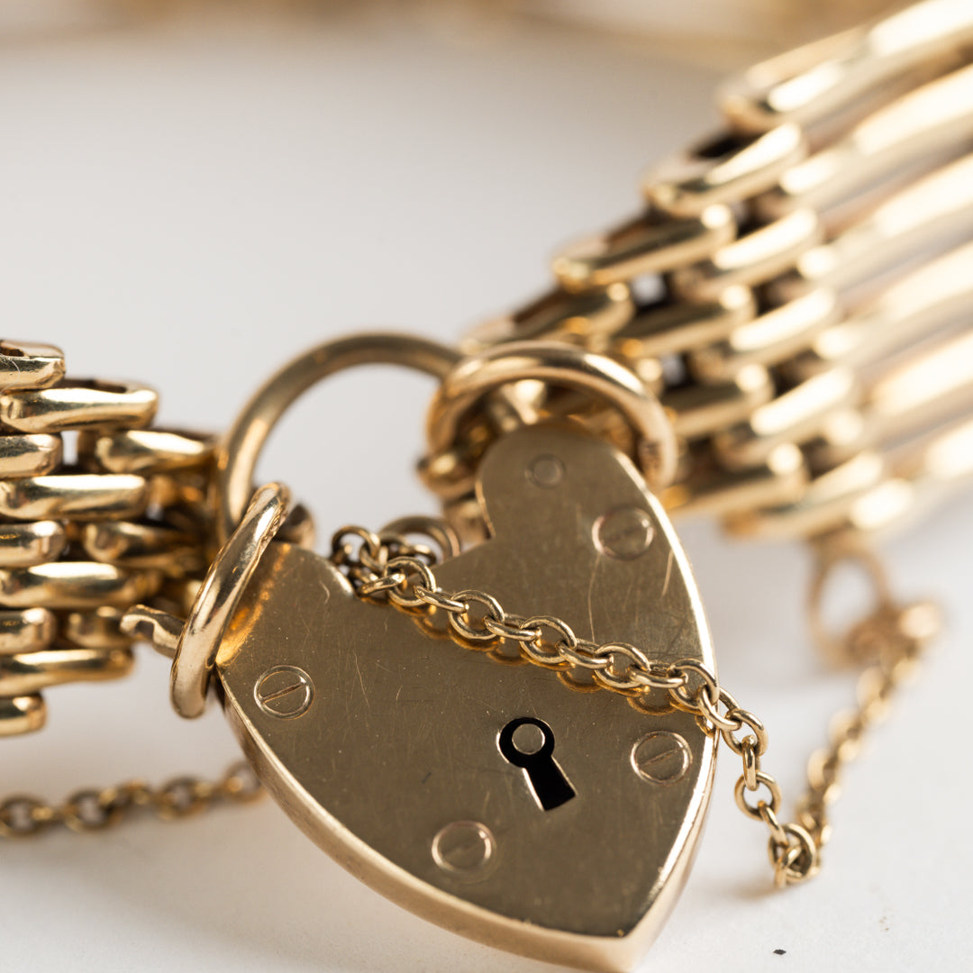 9ct Yellow Gold Gate Bracelet with Padlock