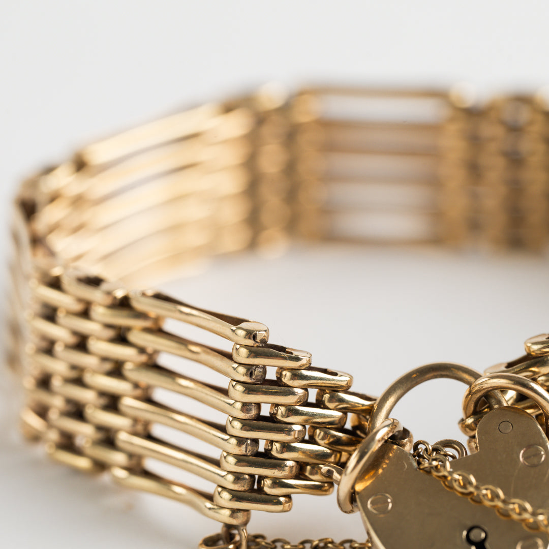 9ct Yellow Gold Gate Bracelet with Padlock