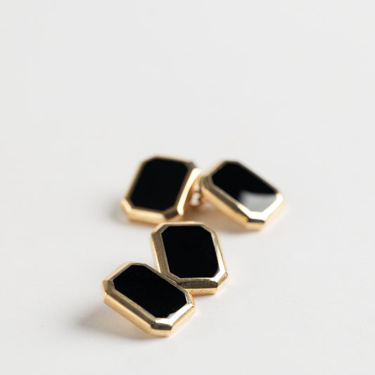 9ct Yellow Gold Black Onyx cufflinks