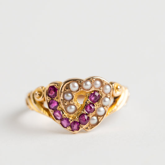 Art Deco Ruby and Seed Pearl Ring