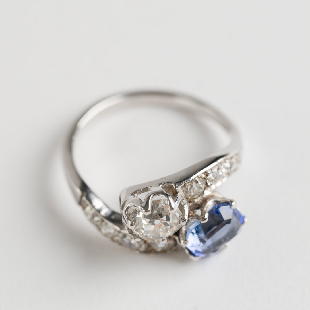 18ct Sapphire & Diamond Two Stone