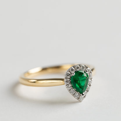 Emerald and Diamond pear shape cluster ring