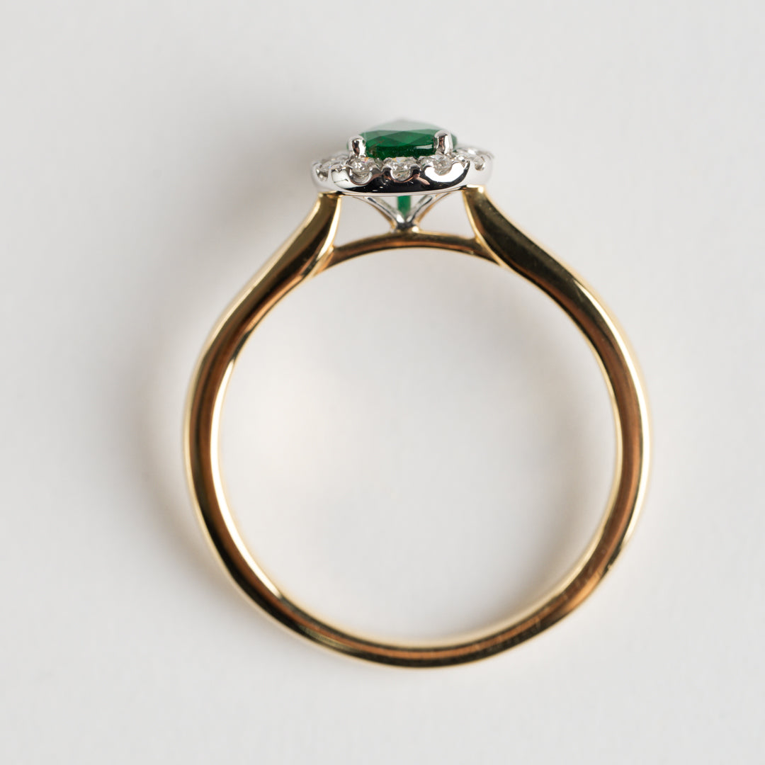 Emerald and Diamond pear shape cluster ring