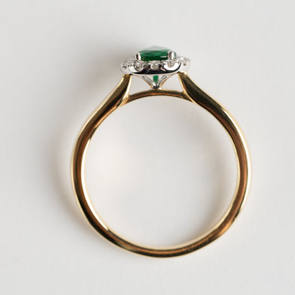 Emerald and Diamond pear shape cluster ring