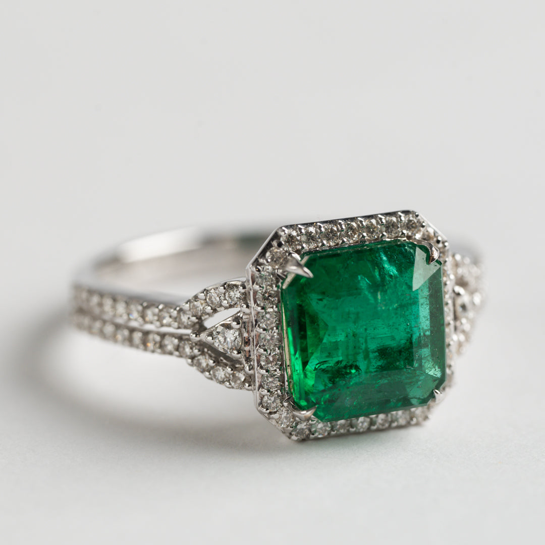 Fancy Emerald and Diamond dress ring