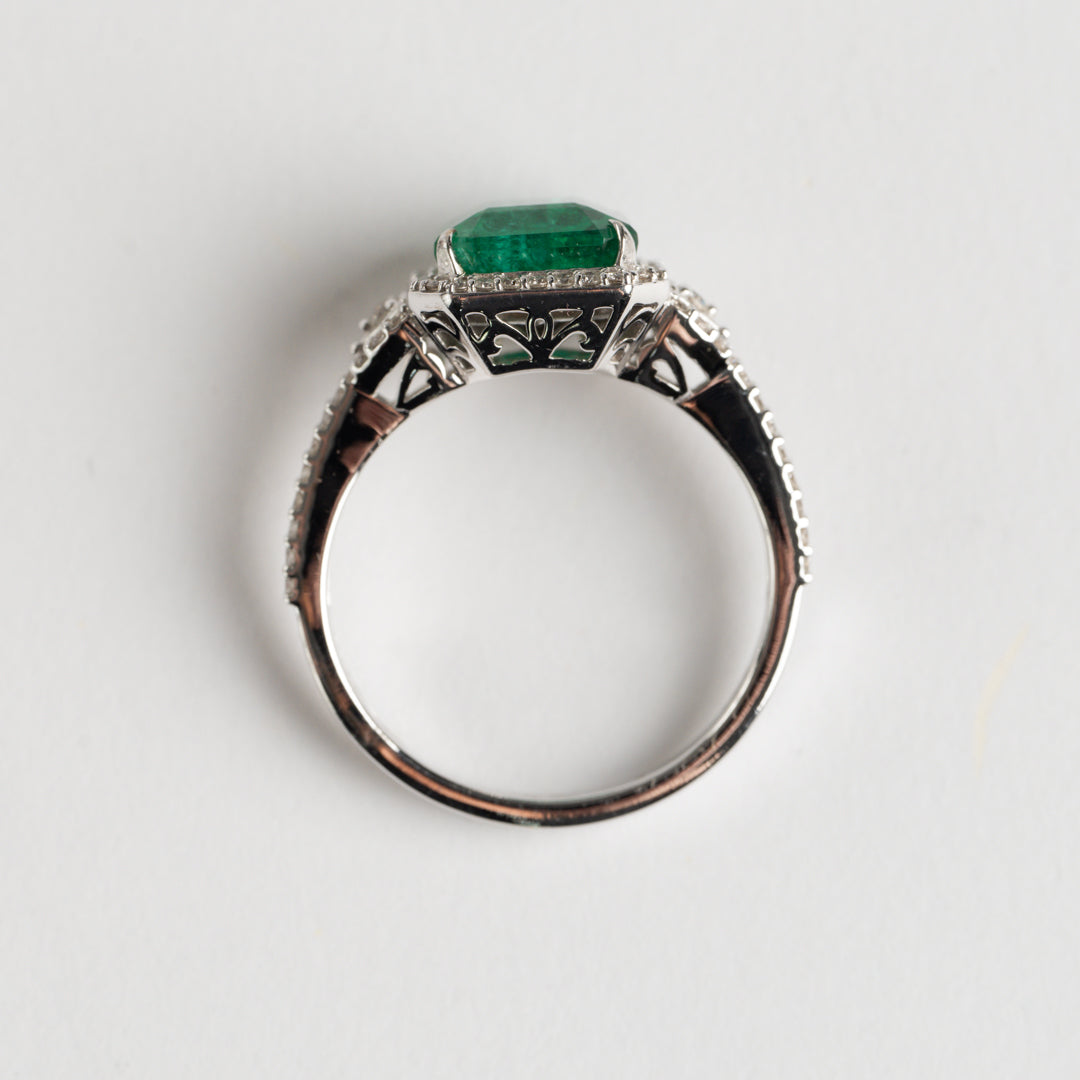 Fancy Emerald and Diamond dress ring