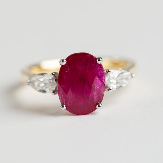 Ruby and Diamond three stone ring
