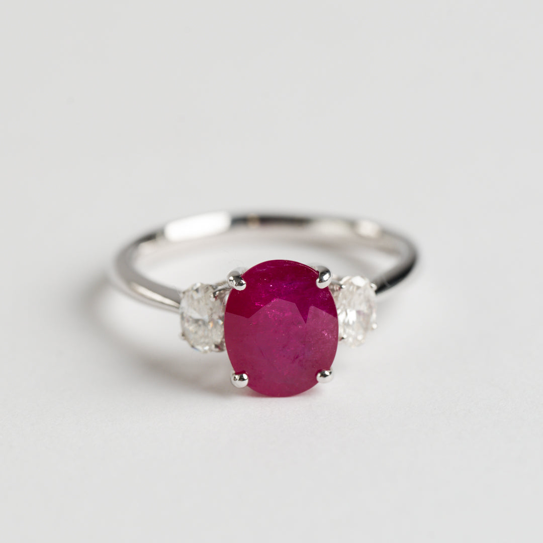 Ruby and Diamond three stone ring