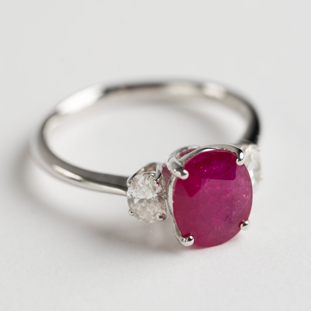 Ruby and Diamond three stone ring