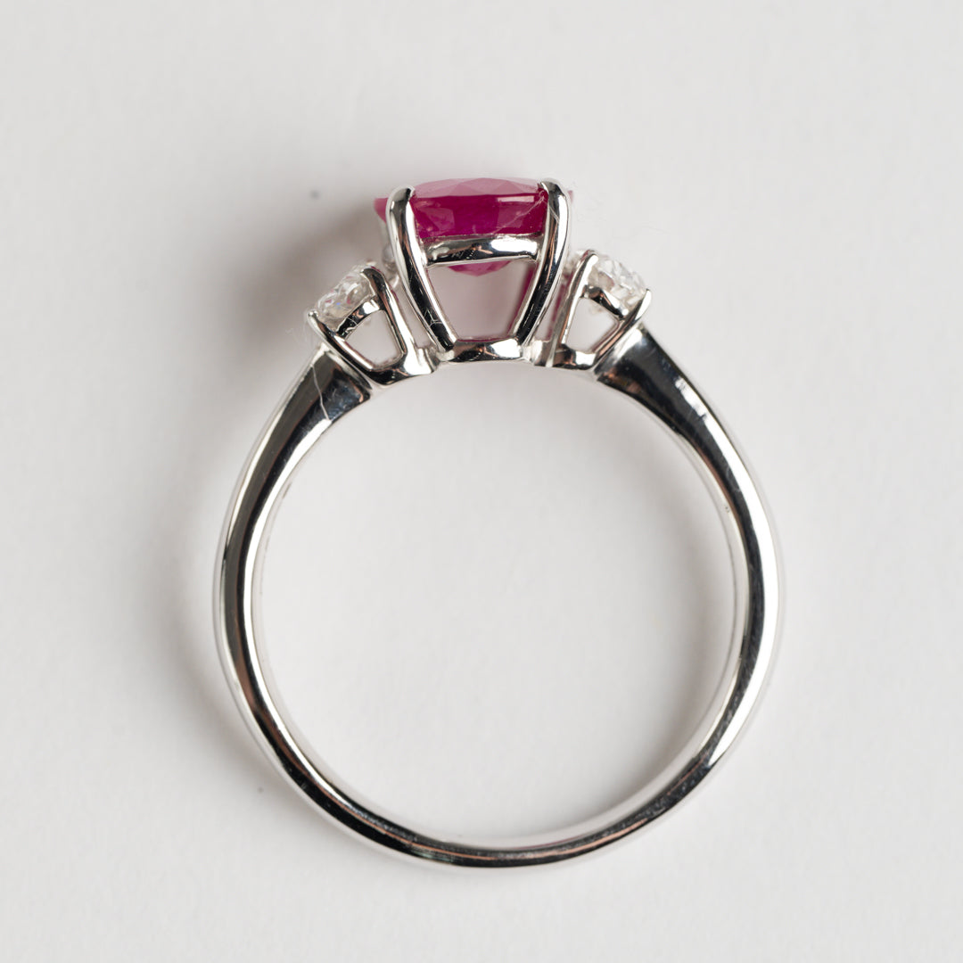 Ruby and Diamond three stone ring