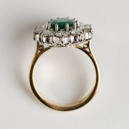 Emerald and Diamond cluster ring