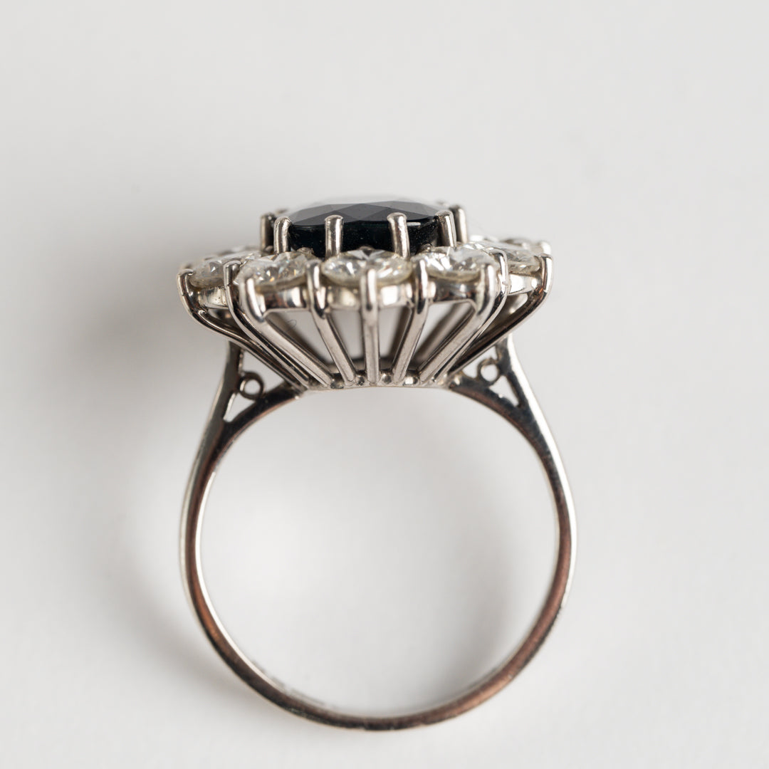 Sapphire and Diamond cluster ring