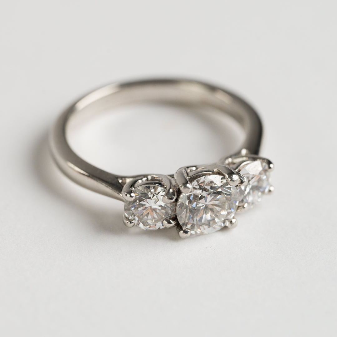 18ct White Gold three stone ring