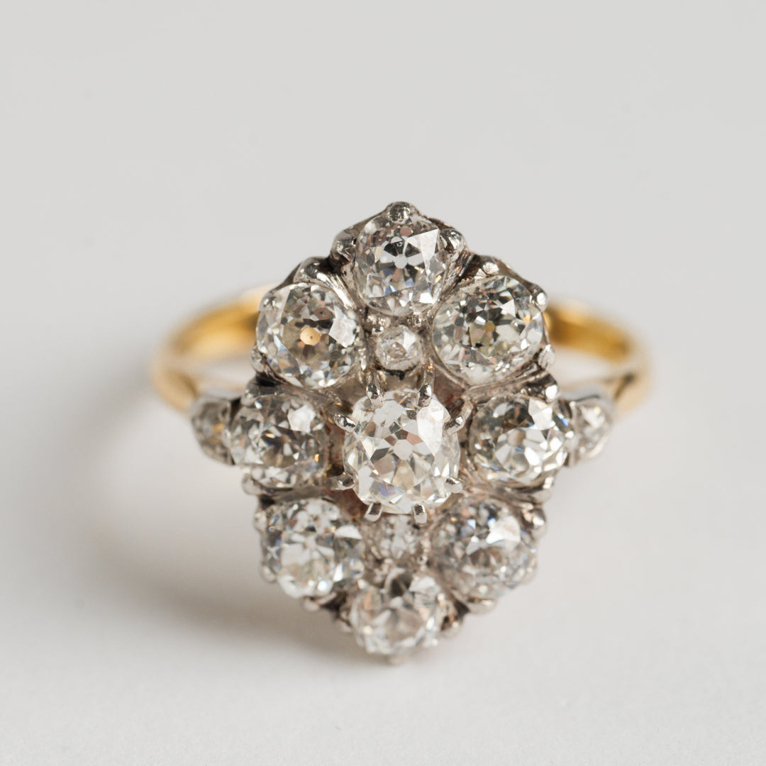 Old Cut Diamond Cluster Ring