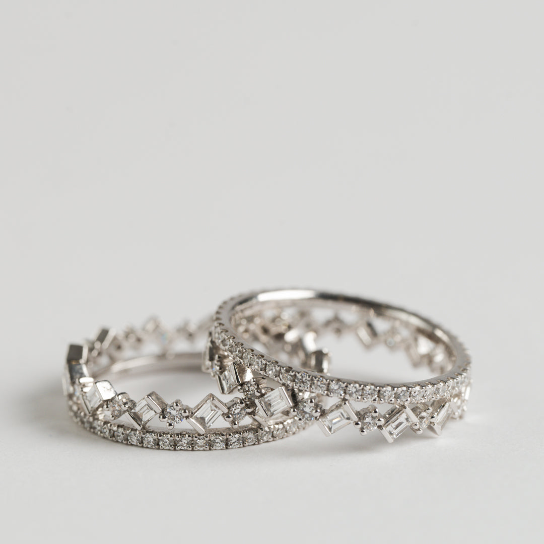 Fancy Round and Baguette Cut Diamond ring set