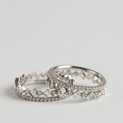 Fancy Round and Baguette Cut Diamond ring set