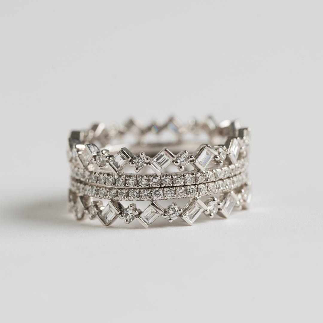 Fancy Round and Baguette Cut Diamond ring set