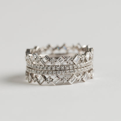 Fancy Round and Baguette Cut Diamond ring set