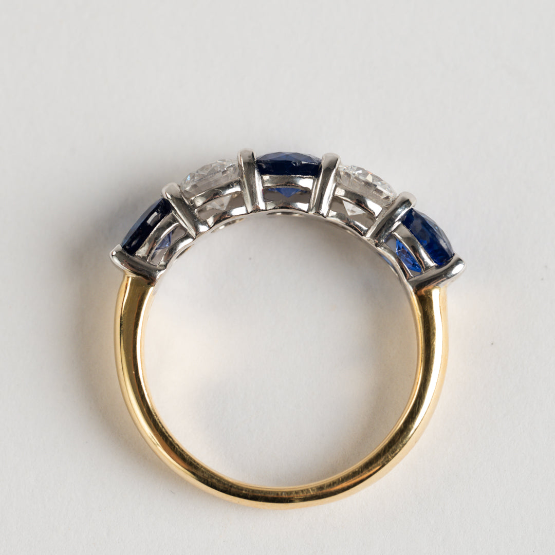 Sapphire and Diamond Five stone ring