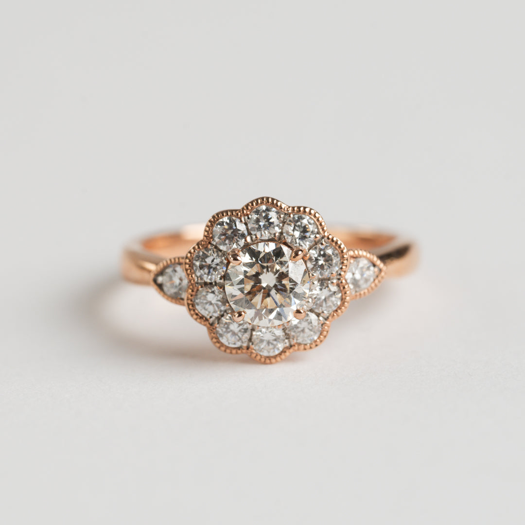 Rose Gold Diamond cluster ring