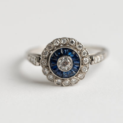 Sapphire and Diamond cluster ring
