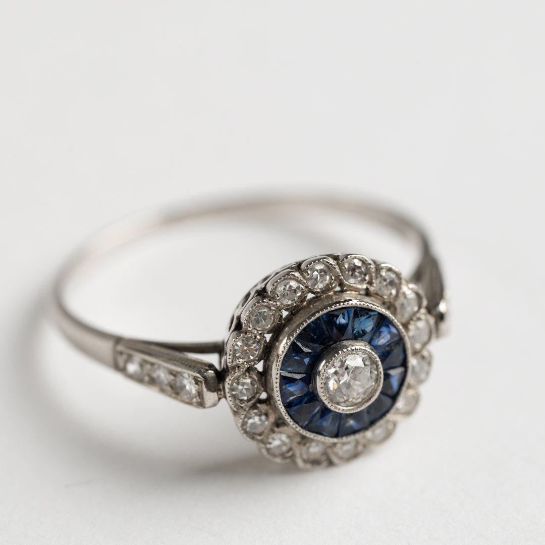 Sapphire and Diamond cluster ring