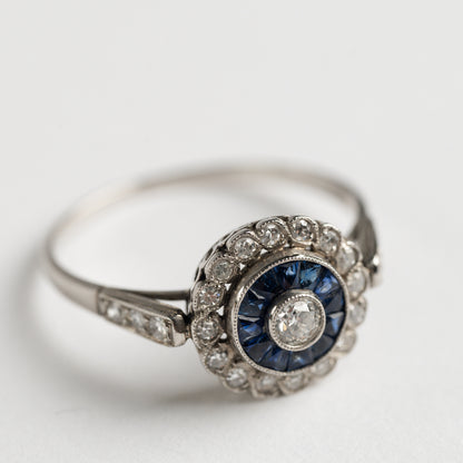 Sapphire and Diamond cluster ring