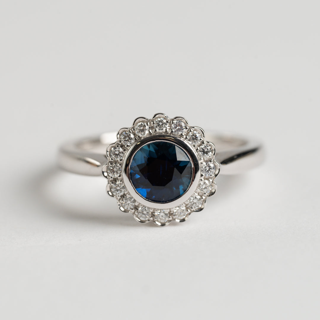 Sapphire and Diamond cluster ring