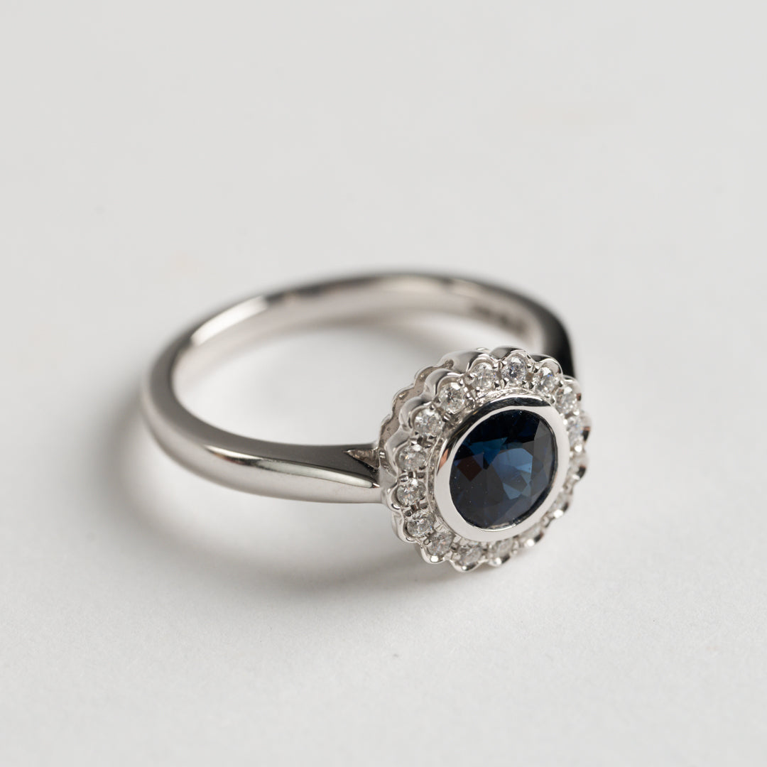 Sapphire and Diamond cluster ring