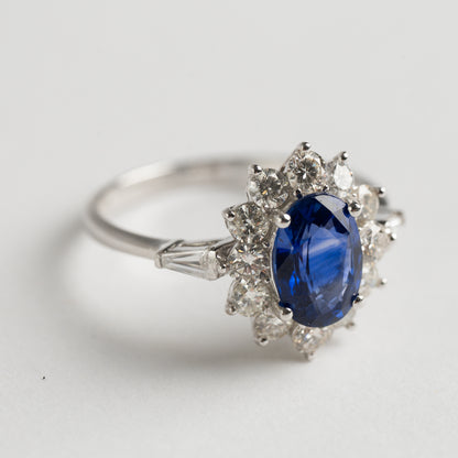 Sapphire and Diamond cluster ring