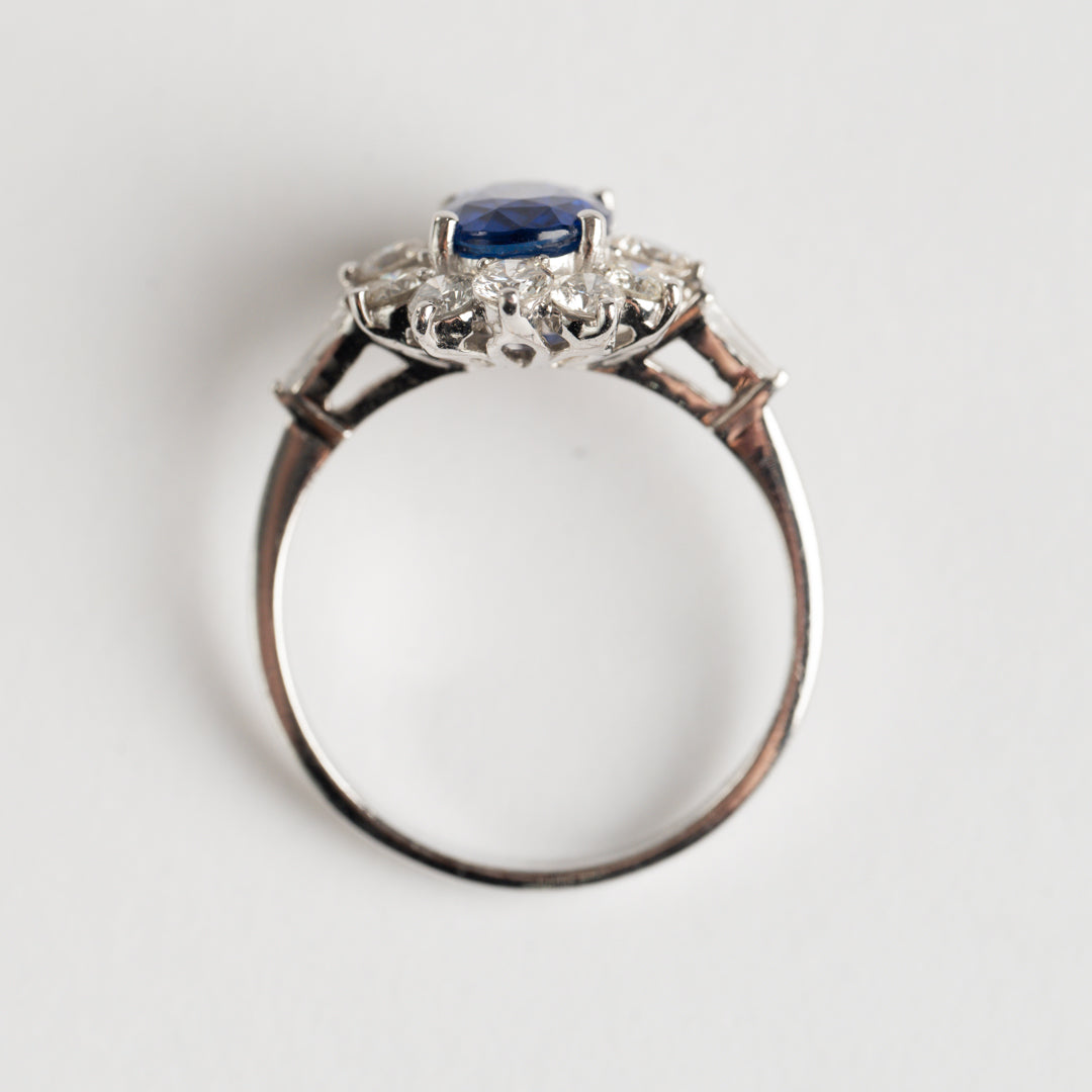 Sapphire and Diamond cluster ring