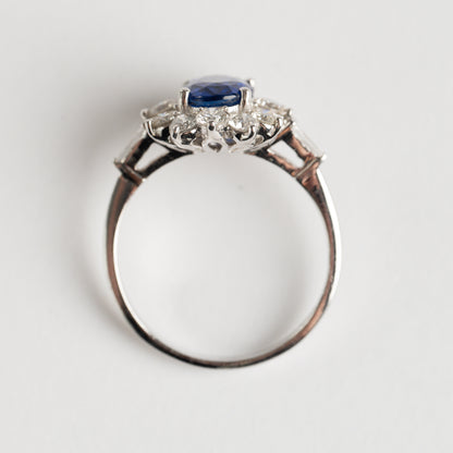 Sapphire and Diamond cluster ring