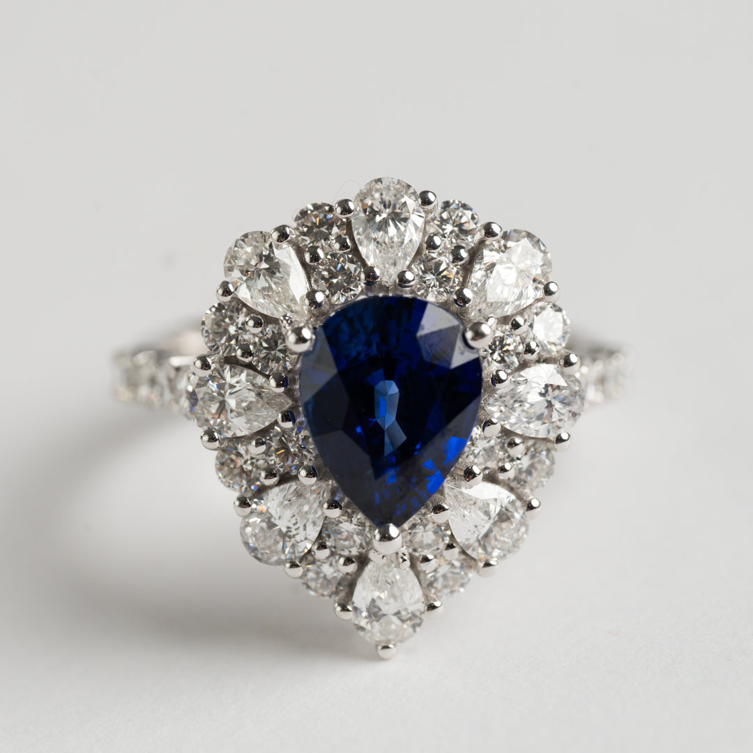 Sapphire and Diamond cluster ring
