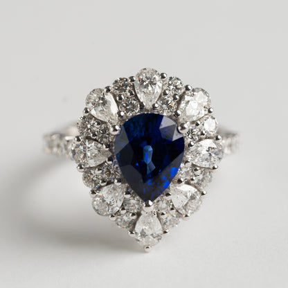 Sapphire and Diamond cluster ring