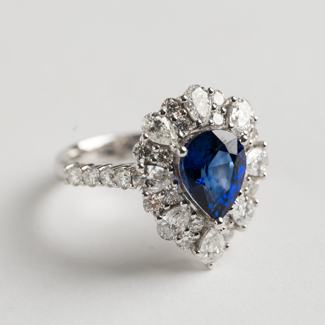 Sapphire and Diamond cluster ring