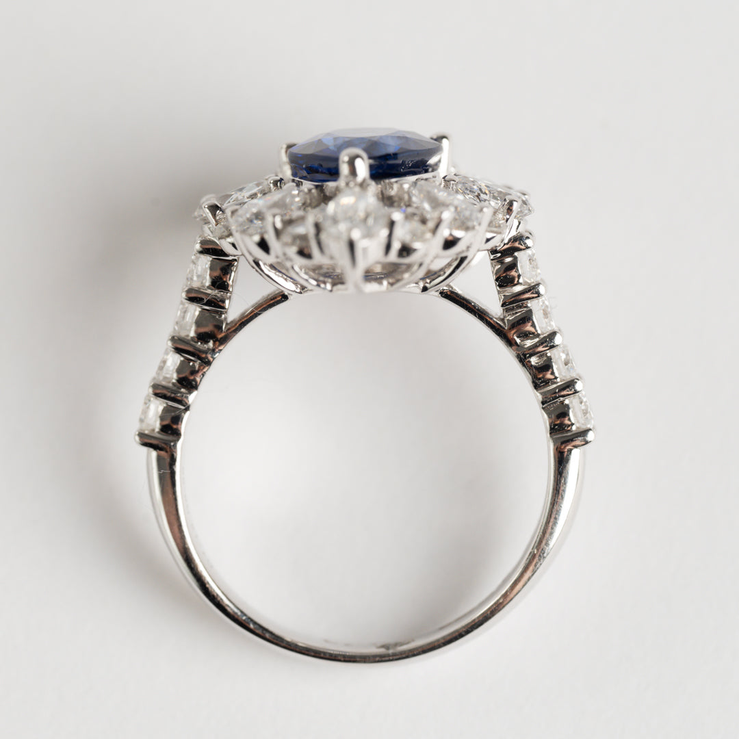 Sapphire and Diamond cluster ring