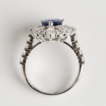 Sapphire and Diamond cluster ring