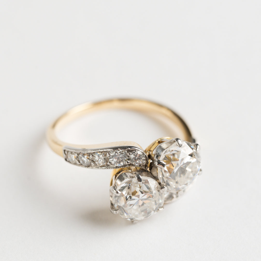 Two Stone Diamond Twist Ring